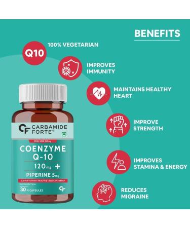 CoQ10 Coenzyme Q10 120mg with Piperine 5mg - 30 Veg Capsules | Premium Supplement for Energy & Antioxidant Support - Buy Online on GoSupps.com
