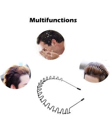 Headband - Hair Bands for Men Non-Slip Durable Wavy Metal Hair Hoop Multi-Style Black Spring Headbands Unisex Outdoor Sports Hair Band Accessories for Women Men (1 pack) black 1 - Buy Online on GoSupps.com