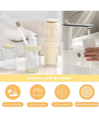 Travel Toothbrush Case with 4 Cups - Family Toothbrush Holder with Cover & Vent Holes Includes 5 Toothbrush Covers (Yellow - Buy Online on GoSupps.com