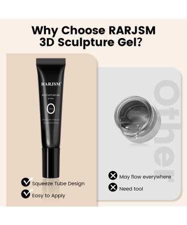 RARJSM No Wipe 3D Nail Art Sculpture Gel Clear Nail Charms Rhinestone Glue 3D Nail Craving Gel Polish Painting Drawing Sculpting Gel UV LED Curing Requires DIY Designs Nail Decoration Manicure - Buy Online on GoSupps.com