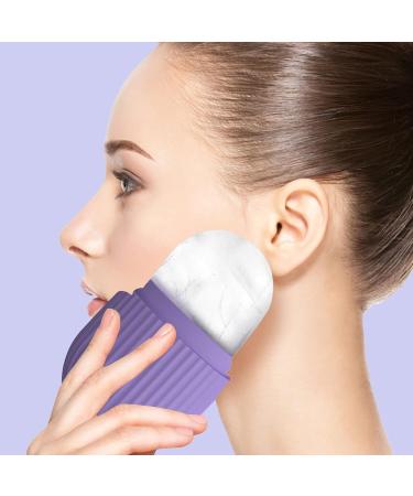 Joyeee Silicone Ice Face Roller for Skin Care - Shrink Pores, Anti-Wrinkle, Reduce Puffiness, Improve Elasticity - Striped Purple - Buy Online on GoSupps.com