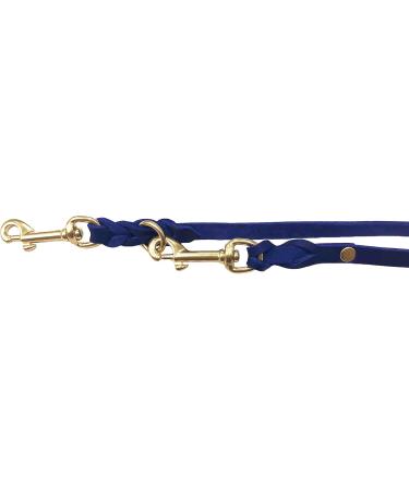Dogeline Fat Leather Brass Leash for Small & Large Dogs - Durable 2m to 5m Adjustable Double Linen Leash (Navy Blue) - Buy Online on GoSupps.com