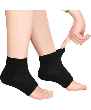Moisturizing Gel Heel Socks 3 Pairs for Dry, Cracked Skin - Soft, Ventilated, Open Toe Design - Day & Night Care (Black, Regular Size) - Buy Online on GoSupps.com