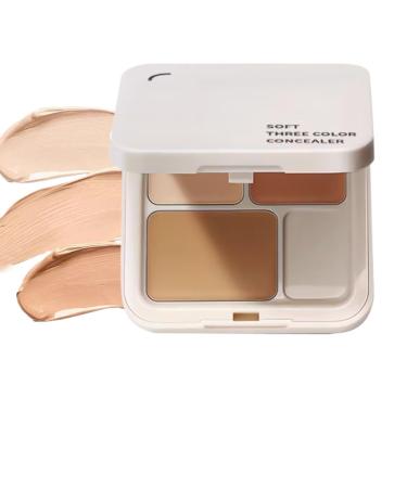3-Color Cream Concealer Palette Contour and Brightening Concealer Palette - For Skin Tone Redness Blemishes Dark Circles Beauty Makeup