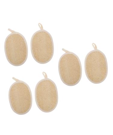 FRCOLOR 6 Pcs Loofah Bath Ball Back Loofah Wipe Bathing Scrubber Natural Loofah Towel Bath Towel Bath Body Cleaner Exfoliating Bathing Tool Body Cleaning Supply Loofah Bathing Towel 16x11x0.6cmx3pcs Beigex3pcs