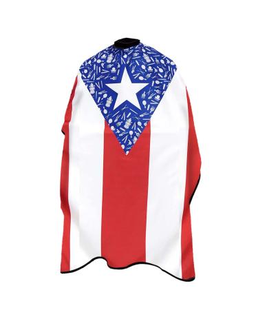 King Midas EmpirePuerto Rico Flag Barber Cape - Boricua Hair Cutting Cape - Water Proof with Snap Button Neck Band