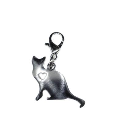 Miniblings cat hangover with heart stainless steel charm kitten cat lovers - handmade fashion jewelry i chain pendant silver -plated - beggar pendant beggar bracelet - trailer for bracelet