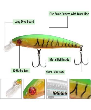 Saltwater Fishing Lures Set - 3D Eyes Minnow Crankbaits for Bass Trout Walleye - Buy Online on GoSupps.com