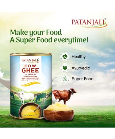 Patanjali Cow Ghee 905g | 1.99lb Tin Pack | Pure & Natural Clarified Butter | Non-GMO & Ayurvedic | Additive-Free - Buy Online on GoSupps.com