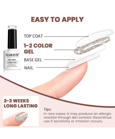 RARJSM Reflective Glitter Gel Polish - Sparkly Nude Brown for Winter Nail Art | 7.5ML UV LED Manicure - Buy Online on GoSupps.com