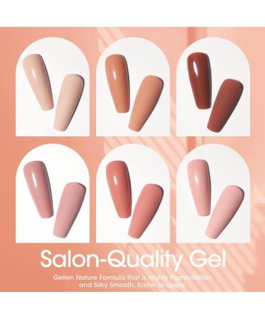 Gellen Gel Nail Polish Kit - Pink Nudes Neutrals 6 Colors Gel Polish Warm Pastels Nail Gel Polish Set Nail Art DIY Home Gel Manicure Set - Buy Online on GoSupps.com