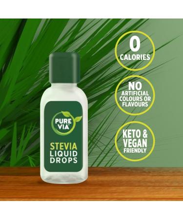 Pure Via Stevia Liquid Drops 55ml - Calorie-Free Sugar Alternative | Vegan & Keto-Friendly - Buy Online on GoSupps.com