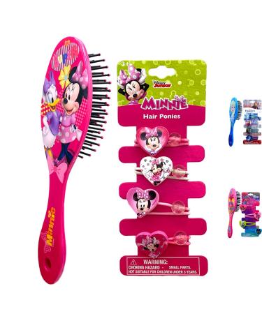 Disney Minnie Mouse Hair Accessories Set for Kids Girls - Hair Brush  Elastic Ponytail Hairband Ties with Charm by Heracc Brush and Tie Set - Minnie