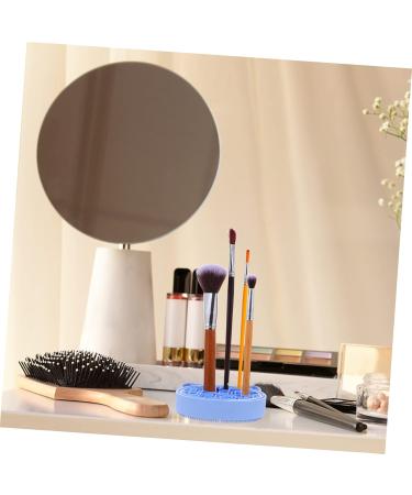 2-in-1 Makeup Brush Storage Box & Cleaner Pad - Blue Brush Holder & Scrubber Rack for International Shipping - Buy Online on GoSupps.com