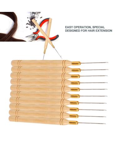 10PCS Wooden Handle Hair Extension Hook Needle - Wig Tools for Easy Hair Extensions - Buy Online on GoSupps.com