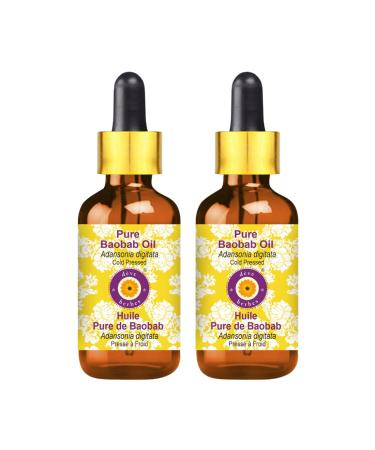 d ve herbes Pure Baobab Oil (Adansonia digitata) with Glass Dropper Cold Pressed (Pack of Two) 100ml X 2 (6.76 oz)