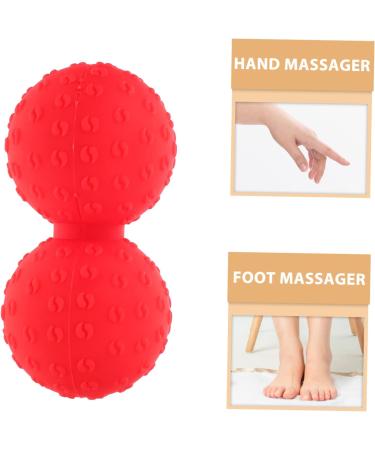 Garneck Yoga Massage Ball - Double Lacrosse Fascia Roller & Vibration Peanut Foot Massager (12x6.3cm Red) for Muscle Relief - Buy Online on GoSupps.com