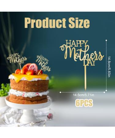 6pcs Happy Mother's Day Cake Topper Gold Acrylic Mothers Day Cupcake Topper Cake Picks Cupcake Toppers for Mothers Day Birthday Party Decoration Supplies - Buy Online on GoSupps.com