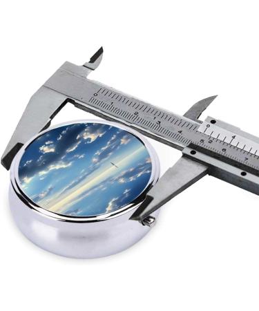 White Clouds Over The Sea Portable Metal Pill Box - Round Mini 3-Compartment Design for Small Pills | Travel Essential Hinged Fastening Black - Buy Online on GoSupps.com
