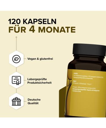 Edubily Nutrition CLA - Vegan 78% Conjugated Linoleic Acid - High Safety - 120 Capsules in Brown Glass - International Shipping Available - Buy Online on GoSupps.com