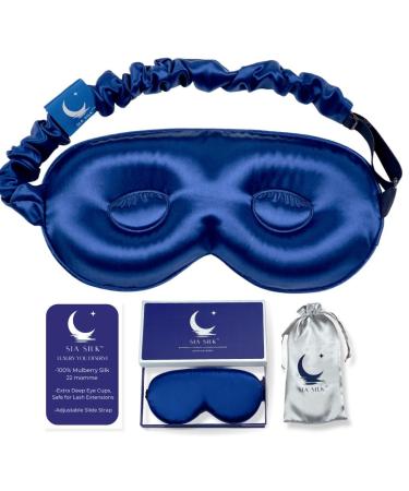 Sia Silk Sleep mask Eye mask for lash Extensions Silk 3D Silk Eye mask - 100% Silk Eye Masks for Sleeping Adjustable Extra deep Contoured Blackout Sleep Masks for Women and Men