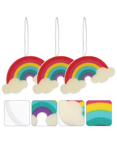 Soft Rainbow Bath Sponges - 3pcs Body Shower Loofah Scrubber for Ultimate Clean & Comfort - Buy Online on GoSupps.com