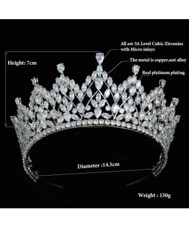Aoligrace CZ Princess Pageant Crowns | Cubic Zirconia Wedding Tiara for Bride | Birthday Quinceanera Hair Accessory - Buy Online on GoSupps.com