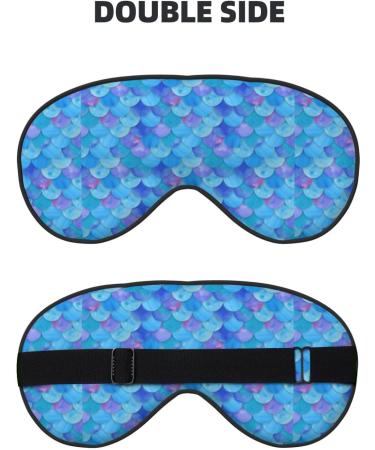 Double-Sided Eye Mask Geometric Blue Mermaid Scales Unisex Sleep Shade Cover for Ultimate Comfort | International Shipping Available - Buy Online on GoSupps.com
