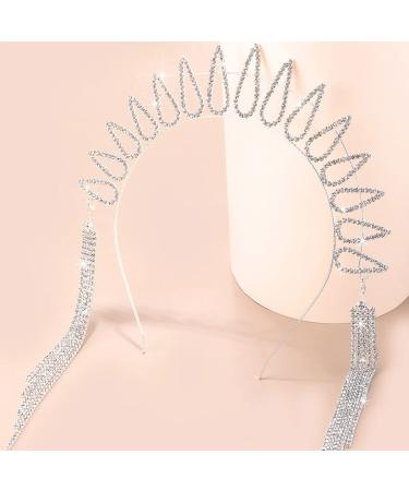 Urieo Waterdrop Halo Headpiece - Crystal Goddess Crown with Tassel Rhinestone - Hair Accessories for Women and Girls - Buy Online on GoSupps.com