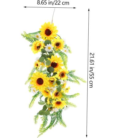 Zerodeko Sunflower Wall Hanging Artificial Plant Home Sunflower Decoration Hanging Garland with Green Leaves Green Artificial Leaves Outdoor Decorations Pendant Silk Cloth Indoor Yellow 55x22cm - Buy Online on GoSupps.com