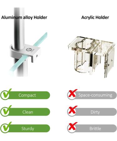 Fzone Mini Aquarium Fastening Clamp - Aluminum Alloy Bracket for Borderless Aquariums | Water Pipe Holder with Anti-Overrun Card Slot | 2 Piece Clamp-L - Buy Online on GoSupps.com