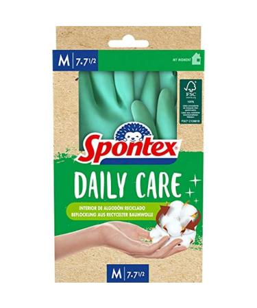 Spontex Daily Care Household gloves made of 100% FSC-certified latex with inner lining made of recycled cotton for all plaster and care work 1 pair size M (7-7.5))