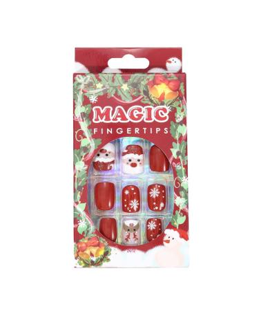 Brishow Christmas Artificial Nails - 24PCS Snow & Moose Press-On Short Red Nails for Women & Girls - Buy Online on GoSupps.com