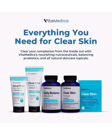 VitaMedica Clear Skin Bundle | Natural Nutraceutical & Probiotic Cleanser & Moisturizer for Breakout-Prone Skin - Shop Internationally - Buy Online on GoSupps.com