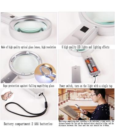 Magnifying Glasses for Hobbies Reading Magnifier Magnifying Glass LED Lights with Lanyard 10 Times HD Reading for The Elderly Vision - Buy Online on GoSupps.com