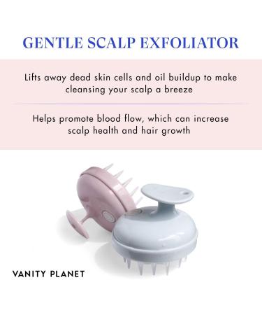 Vanity Planet Scalp Massaging Shampoo Brush Groove Blue Grey