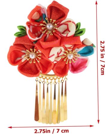 FOMIYES Hair Jewelry Kimono Floral Barrettes Asian Hair Accessories Hair Grips Flower Hair Clip Fan Tassel Hair Clip Womens Hanfu Hair Accessories Hairpin Hair Piece Bride Chinese Style M Red - Buy Online on GoSupps.com