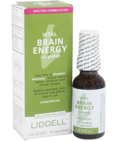 Liddell Homeopathic Brain Energy Spray - Boost Mental Clarity & Focus | 1 Ounce - International Shipping Available - Buy Online on GoSupps.com