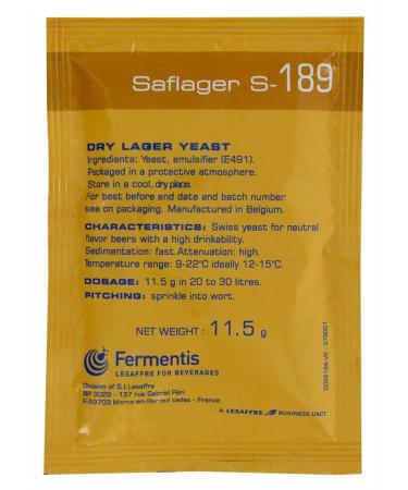 Fermentis Saflager S-189 11.5g bottom-fermenting brewer's yeast dry yeast 11.5 g (1 pack) - Buy Online on GoSupps.com