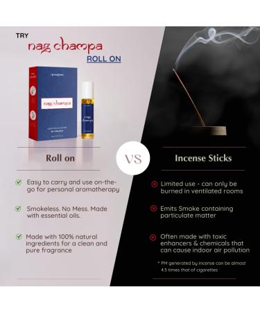 Nag Champa Essential Oil Roll-On Blend by Aromafume | 10ml | Made with Sandalwood Jasmine Ylang Ylang & Champa Flower extracts | Ideal for Meditation & Rituals | Pure Oil Nag Champa 10ml - Buy Online on GoSupps.com