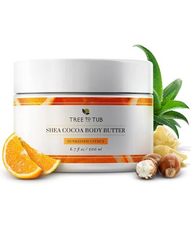 Tree To Tub Shea Body Butter for Dry, Extremely Dry, Sensitive Skin - Moisturizing Body Cream for Women & Men, Hydrating Body Lotion Moisturizer w/ Vitamin C, Organic Cocoa, All Natural Citrus Scent 6.7 Fl Oz (Pack of 1) - Buy Online on GoSupps.com
