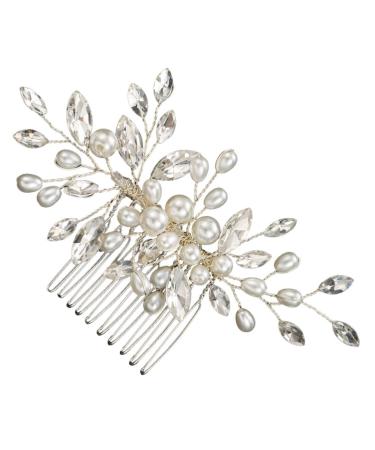 ifundom Bride Hair Comb Lightweight Metal Bride Hair Comb Sparkling Hair Piece Wedding Party Hair Accessory