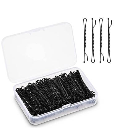 GreenMingle Bobby Pins Black 5cm Long Hair Pins for Women with Storage Box Thicker & Strong Hair Grips Ideal for All Hair Types Kirby Grips for Effortless Hair Styling - Black (200)