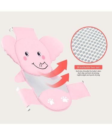 Air&TRee Baby Bath Seat Support Net - Adjustable, Quick Drying, Non-Slip Mesh Infant Bathtub Sling in Pink Elephant Design - Buy Online on GoSupps.com
