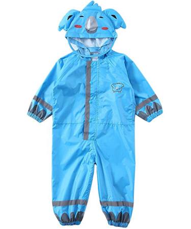 De feuilles Kids Button Rain Suit All-in-one Waterproof Puddle Suits Hooded Raincoat Jumpsuit 4-6 Years Blue - Best Children's Rain Suit - Buy Online on GoSupps.com