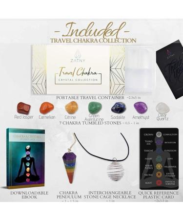 ZATNY Travel Chakra Crystals and Healing Stones Collection - 7 Chakra Set Tumbled Stones Chakra Pendulum Interchangeable Cage Necklace Reference Card Portable Case Ebook Travel Chakra Collection - Buy Online on GoSupps.com