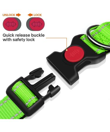 Taglory Soft Padded Neoprene Dog Collar for Medium Dogs - Adjustable Reflective Green - Ideal for Training | 1 Pack - Buy Online on GoSupps.com