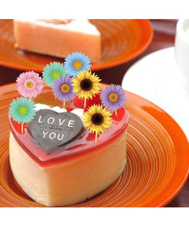 CC HOME Spring Summer Sunflower Party Decoration 25CT Summer Spring Daisy Flower Cupcake Toppers Food Picks Flower Cup Cake Toppers Decorations Easter Decoration Supplies Multicolor - Buy Online on GoSupps.com