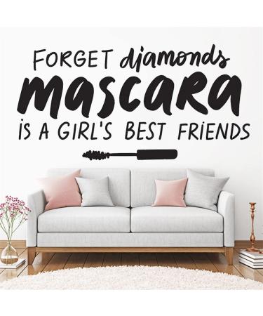 Beauty Forget Diamonds Mascara Quote Wall Decals Livingroom Decor Sofa Background Mascara Eyebrows Stickers Salon Murals 42x86cm