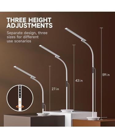 Floor Happy Lamp UV-Free 10000 Lux Sun Lamp Daylight Lamp with Remote & Touch Control & Adjustable Gooseneck for Reading/Office/Home White - Buy Online on GoSupps.com